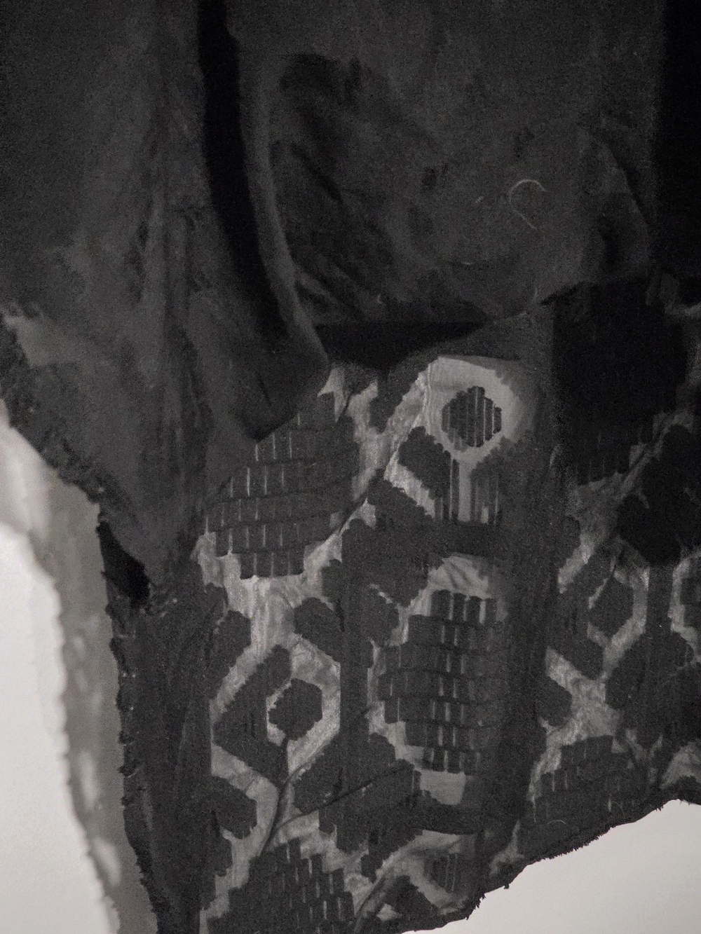Cupio Black Sheer Textured Tunic Top, Long Sleeves With Buttons. - Picture 7 of 12